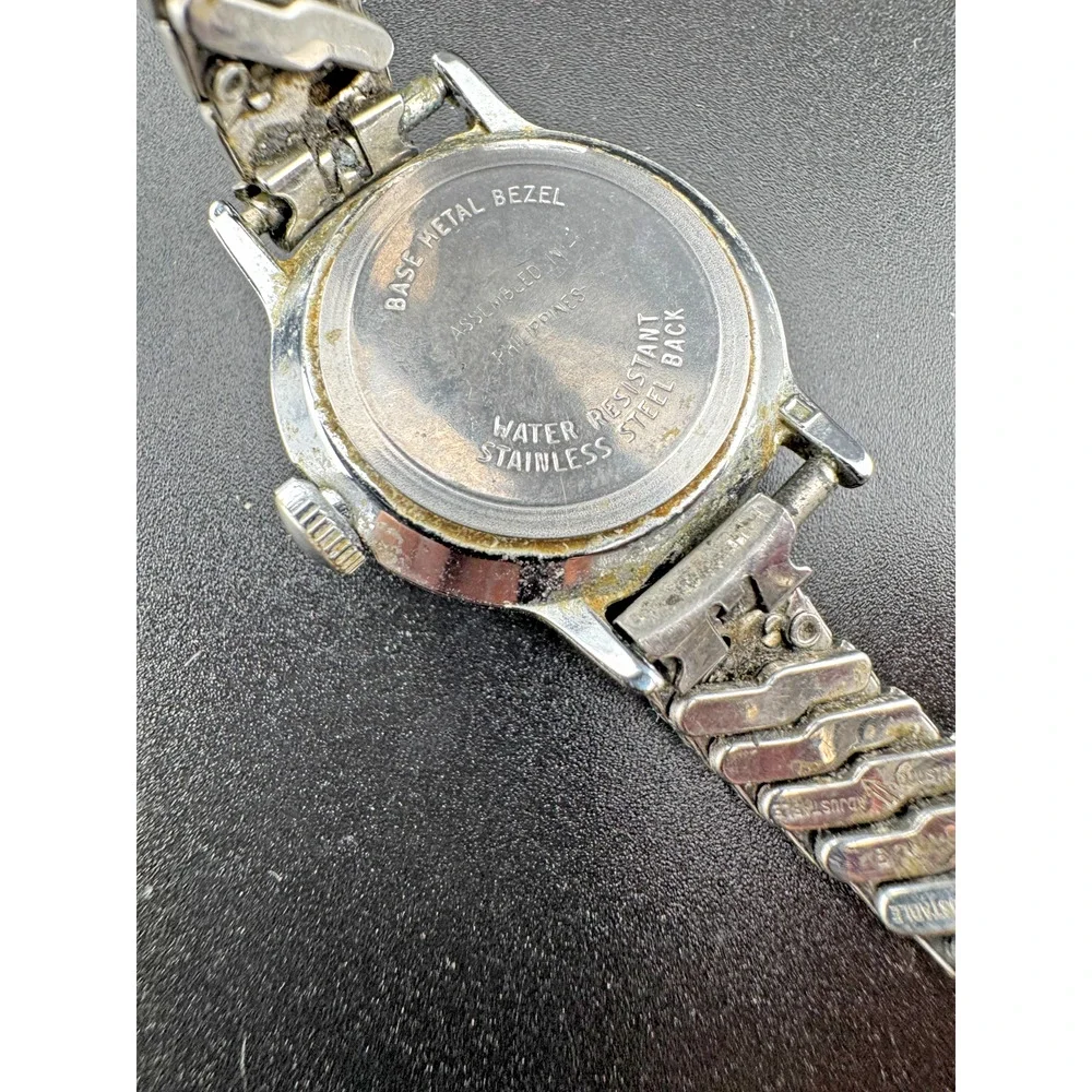 Vintage Timex Manual Wind Watch White Dial Steel Band